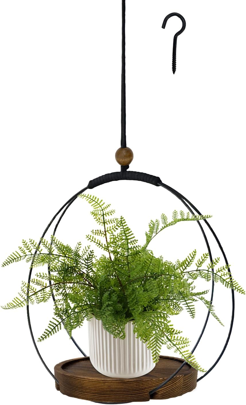 4 Pack Hanging Planters for Indoor Plants,Plant Hanger with Sturdy Wood Base,Modern Boho Macrame Plant Hanger,Wall Ceiling Window Stands(Plants/Pots Not Included)