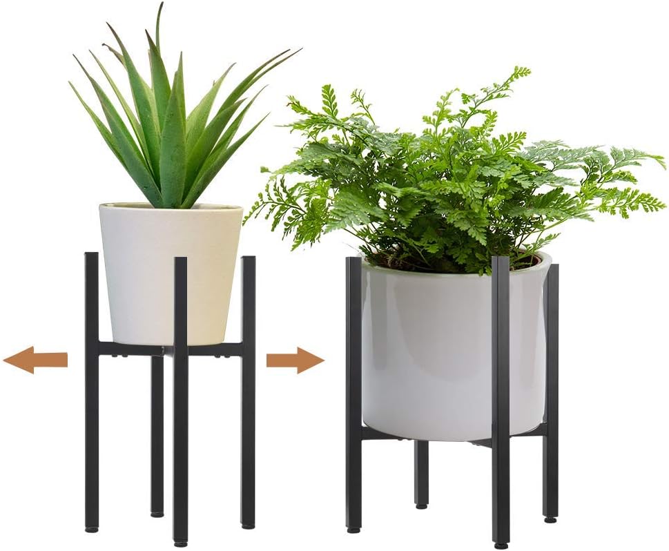 YueTong 2 Pack Indoor Plant Stand for Large Plants, Outdoor Plant Stands Fits 12-16 inch Pot,Adjustable Metal Heavy Duty Planter Stand(Matte Black)