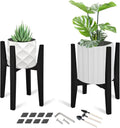 OERGKE 2 PACK Adjustable Plant Stand Indoor, Bamboo Mid Century Modern Plants Stands, Corner Flower Holder for Living Room, Fits 8 to 12 Inches Pots, (Pot & Plant Not Included)(Walnut)