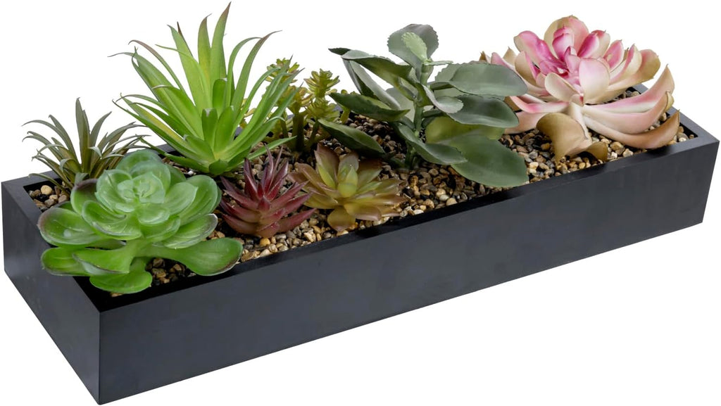 MyGift Faux Succulent Plant Arrangement in 12-Inch Gray Cement Pot
