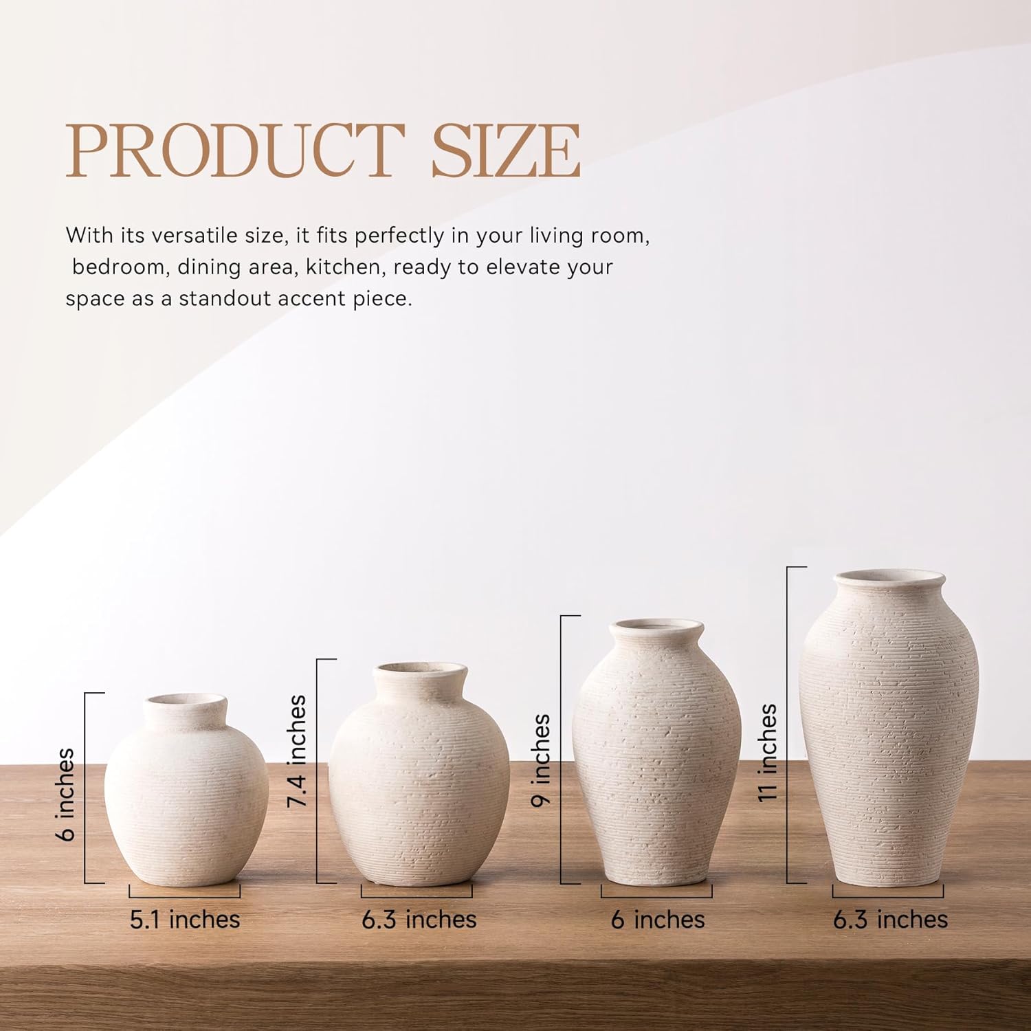 Ceramic Flower Vase Home Decor - Large Farmhouse Table Vases Rustic Vintage Living Room Kitchen Bedroom Decorations for House Book Shelf Office Coffee Desk Dining Fireplace (9" Rustic)