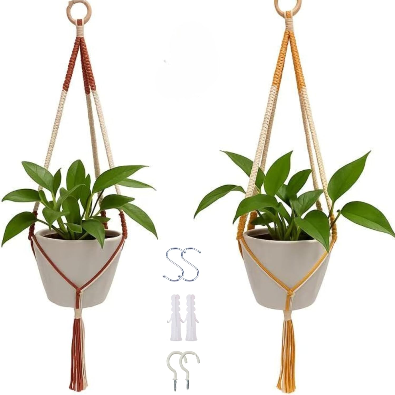 Plant Hanger Indoor, Macrame Plant Hangers Indoor Macrame Hanging Planters for Indoor Plants - 6 Pack Hanging Plant Holders Indoor Hanging, Macromay Plant Hangers for Indoor Plant Hanger,Gray
