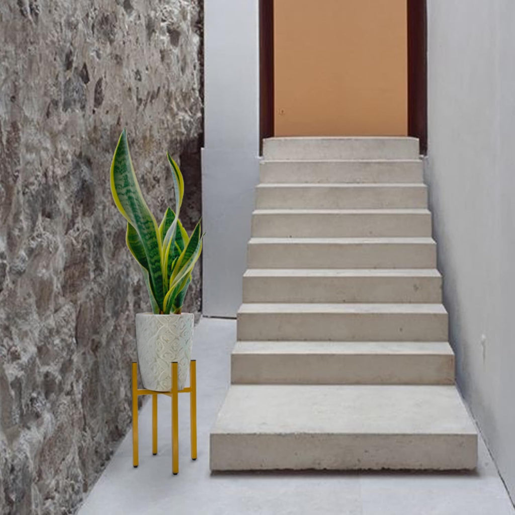 Adjustable Metal Plant Stand, Indoor Outdoor, Width 8" to 14", Fits Small to Large Pots, Modern Golden Iron Plant Holder