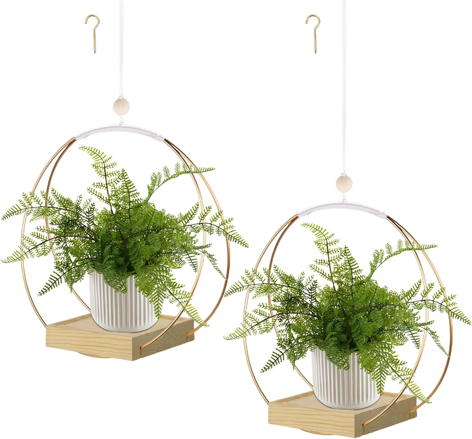 4 Pack Hanging Planters for Indoor Plants,Plant Hanger with Sturdy Wood Base,Modern Boho Macrame Plant Hanger,Wall Ceiling Window Stands(Plants/Pots Not Included)