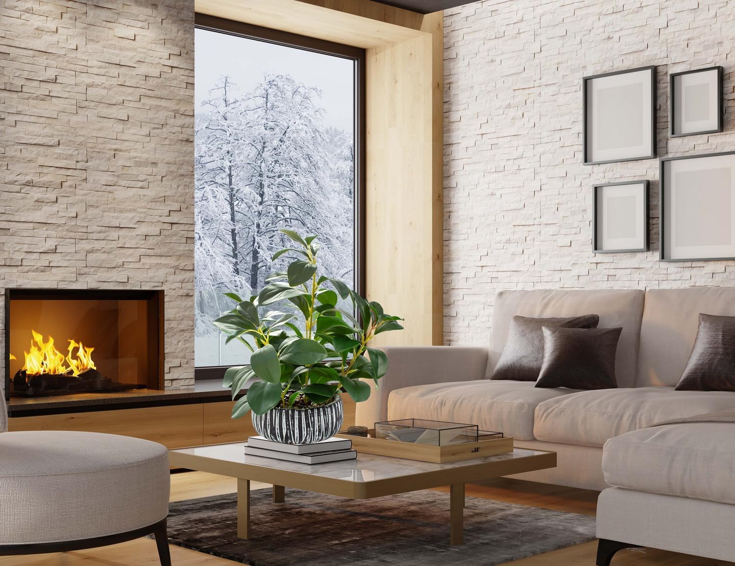 AlphaAcc Artificial Succulents Plants Decor Greenery Fake Succulents Indoor Potted Fake Plant with Rustic Black Clay Planter for Farmhouse Room Bathroom Bedroom Kitchen Office Dese Coffee Table Decor