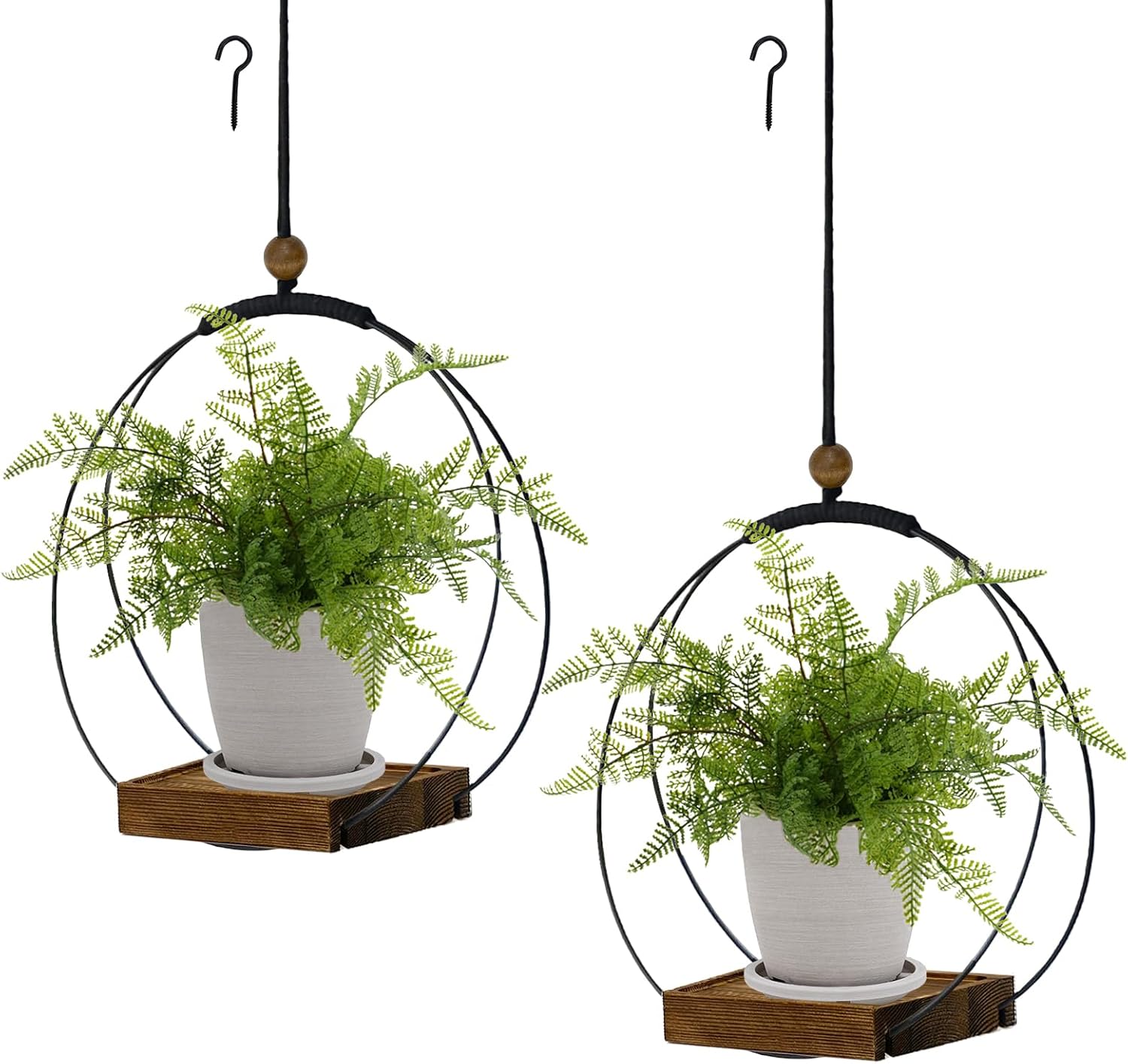 4 Pack Hanging Planters for Indoor Plants,Plant Hanger with Sturdy Wood Base,Modern Boho Macrame Plant Hanger,Wall Ceiling Window Stands(Plants/Pots Not Included)