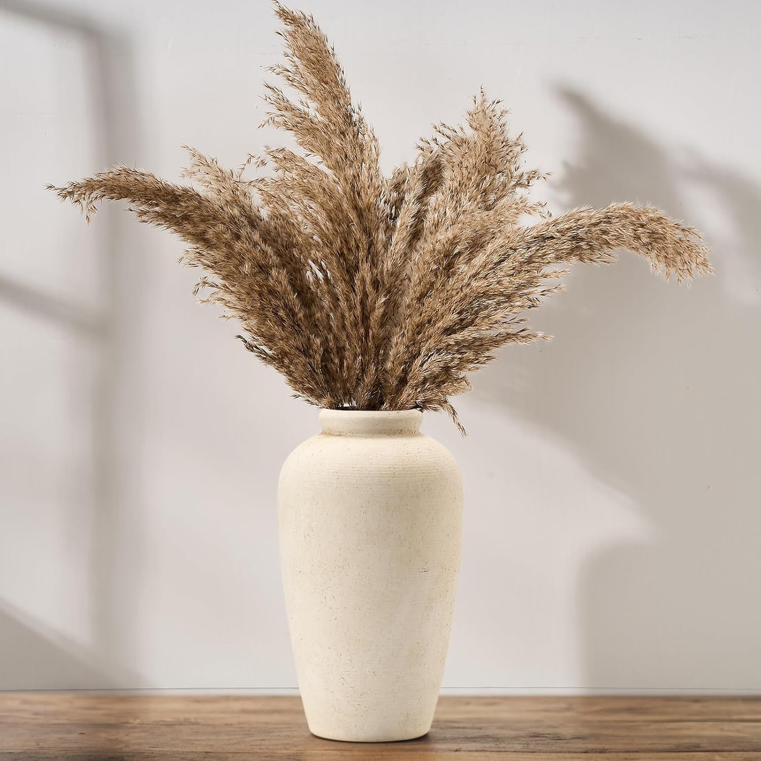 Large Ceramic Rustic Vase, 11 inch Minimalist Decorative Farmhouse Tall Vase for Home Decor, Living Room, Shelf Decor, Enterway, Wedding, Table Decoration, Bronze