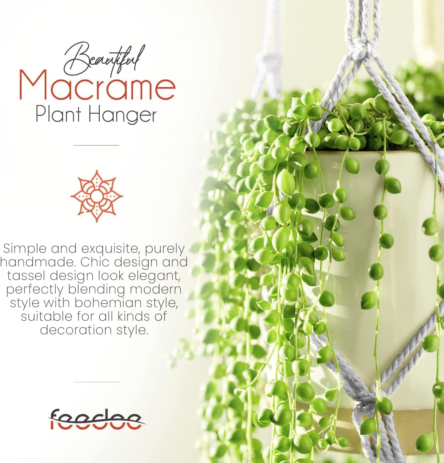 Plant Hanger Indoor, Macrame Plant Hangers Indoor Macrame Hanging Planters for Indoor Plants - 6 Pack Hanging Plant Holders Indoor Hanging, Macromay Plant Hangers for Indoor Plant Hanger,Gray