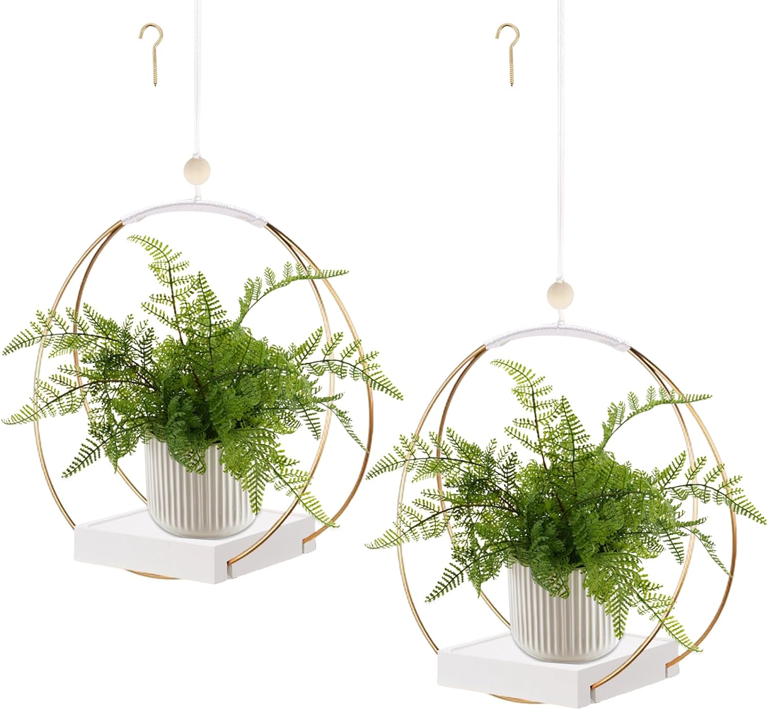 4 Pack Hanging Planters for Indoor Plants,Plant Hanger with Sturdy Wood Base,Modern Boho Macrame Plant Hanger,Wall Ceiling Window Stands(Plants/Pots Not Included)