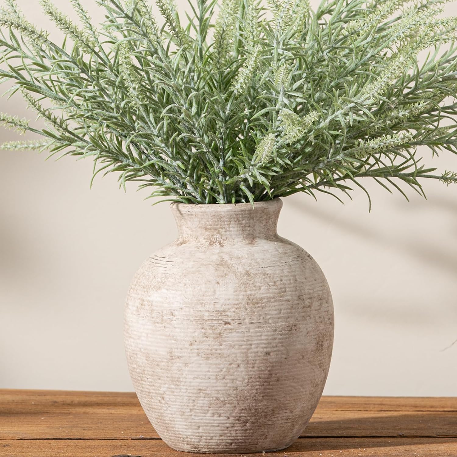 Ceramic Flower Vase Home Decor - Farmhouse Table Vases Rustic Vintage Living Room Kitchen Bedroom Decorations for House Book Shelf Office Coffee Desk Dining Fireplace (7.4" Rustic)