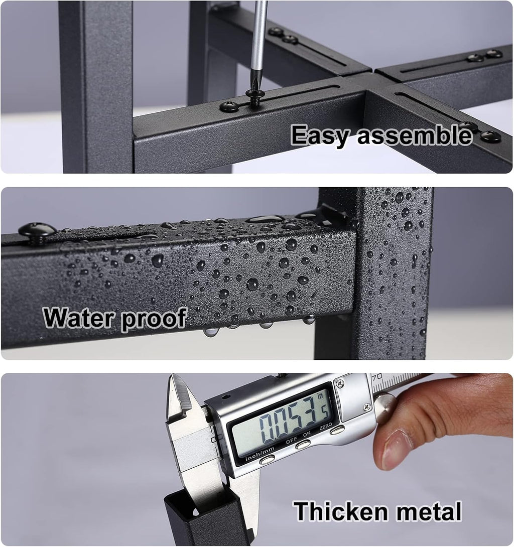 YueTong 2 Pack Indoor Plant Stand for Large Plants, Outdoor Plant Stands Fits 12-16 inch Pot,Adjustable Metal Heavy Duty Planter Stand(Matte Black)