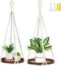 2 Pack Macrame Plant Hanger | Plant Hanger Indoor, Hanging Planter Shelf | Hanging Planter (Black) (1 Large + 1 Medium)