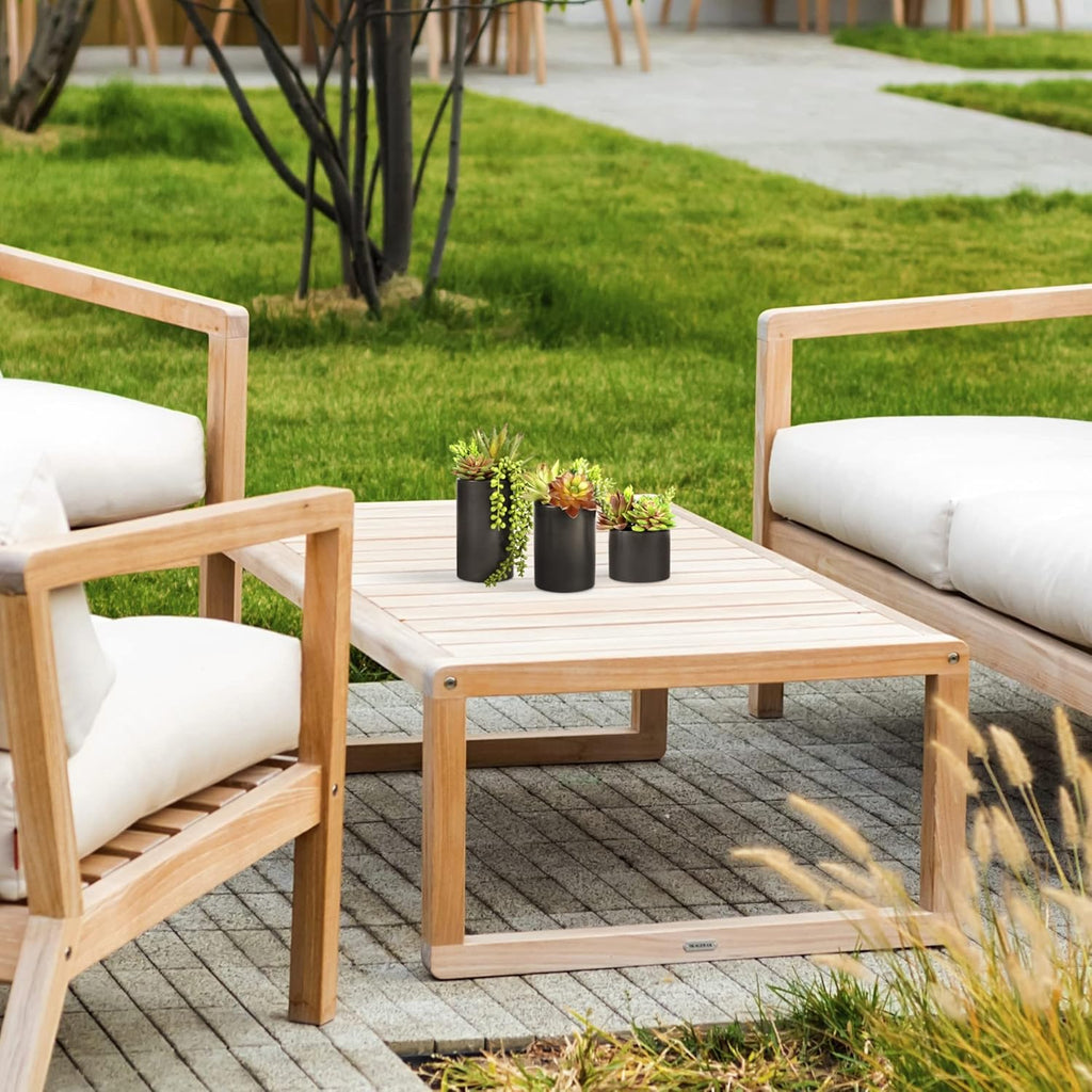 SEEKO Succulents Plants Artificial (3 Pack) - Indoor Fake Succulents with Black Pot