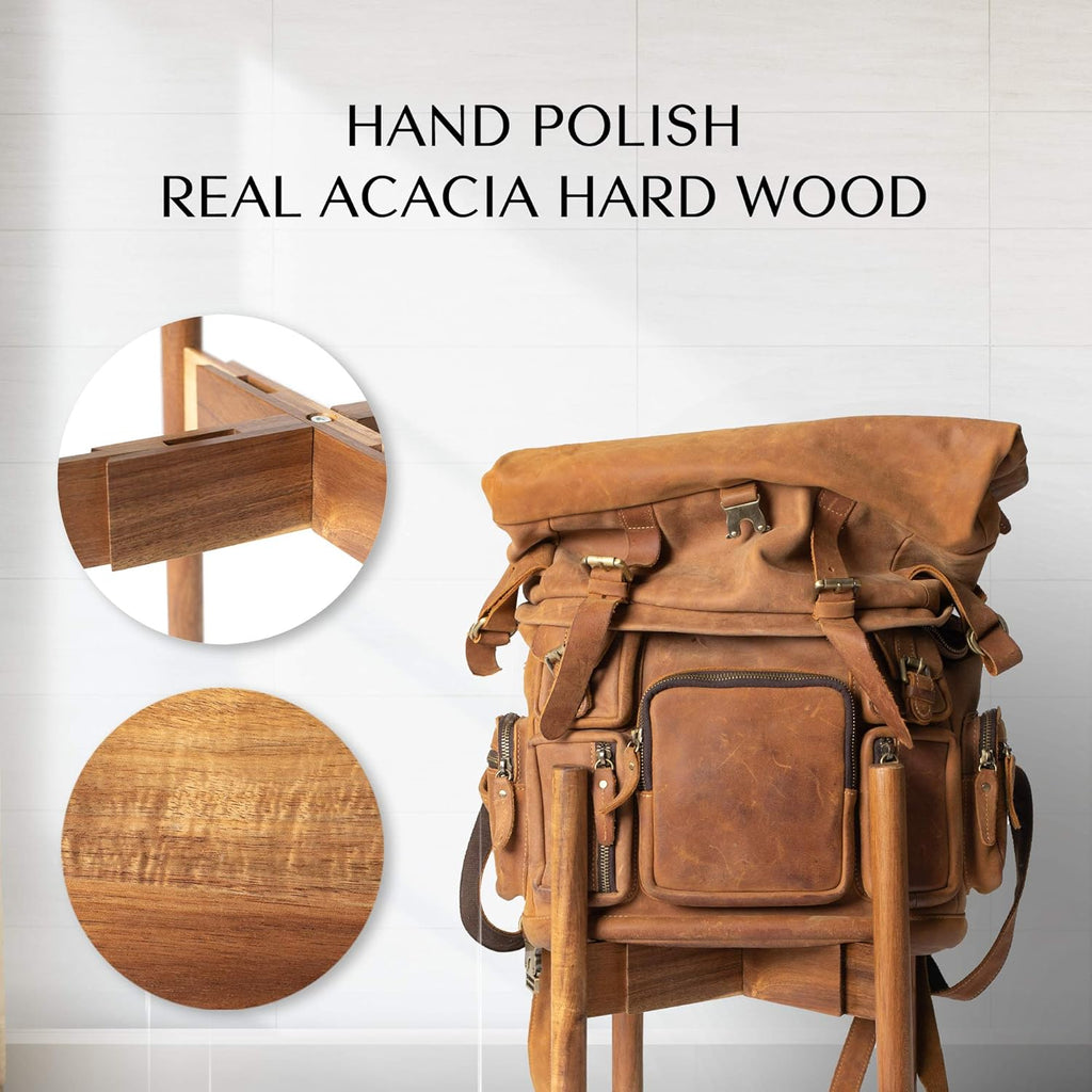 Acacia Hardwood Adjustable Plant Stand Indoor, Planter Stand Pot, Mid Century Modern Planter Holder for Indoor Plants, Outdoor Pedestal fits 8 9 10 11 12 Inches Pots, Wooden Pedestal Only