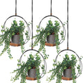 Geelin 4 Pack Plant Hanger with Wood Base Hanging Window Planter Boho Macrame Hanging Potted Plant Holders for Indoor Outdoor Window Wall Ceiling Home Decoration, Pot & Sapling Not Included (Khaki)