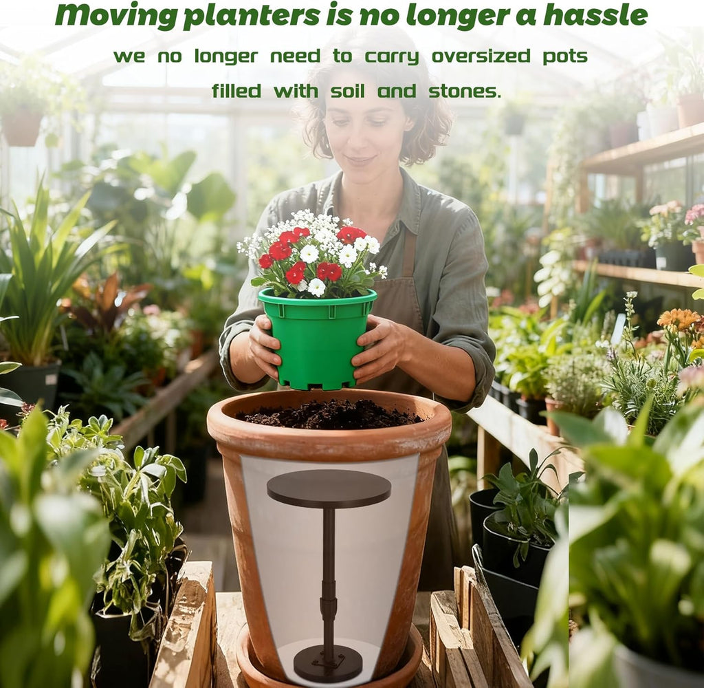 Adjustable Height Plant Risers for Pots Indoor & Outdoor 2 PCS , 12-21" Height, 6/8/10" Base - Iron Rise Plant Fillers Risers for Tall, Square, Round, Tapered Planters