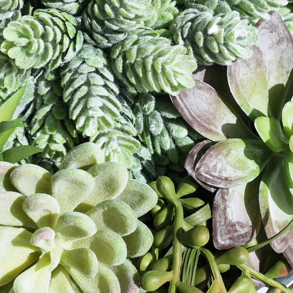 Winlyn 9" Artificial Succulent Arrangement Succulent Plants in Black Round Planter Faux Potted Succulents for Home Office Bedroom Kitchen Bathroom Table Centerpiece Windowsill Shelf Mantel Decor