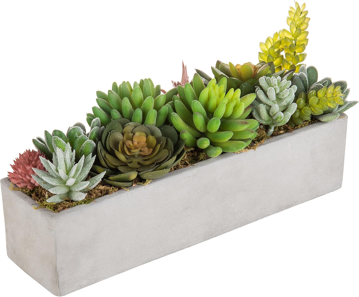 MyGift Artificial Succulent Centerpiece,15.75 Inch Faux Succulents Arrangement Plants in Sleek Black Wooden Rectangular Planter Box